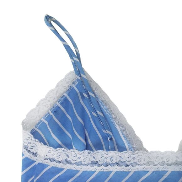 Ralph Lauren Blue White Striped Cotton Camisole Top | Lace Trim Summer Button up - Picture 12 of 16